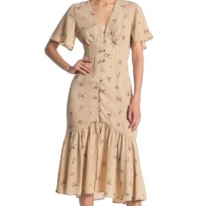 Nordstrom Superfoxx Floral Open Back Midi Dress Size L Summer